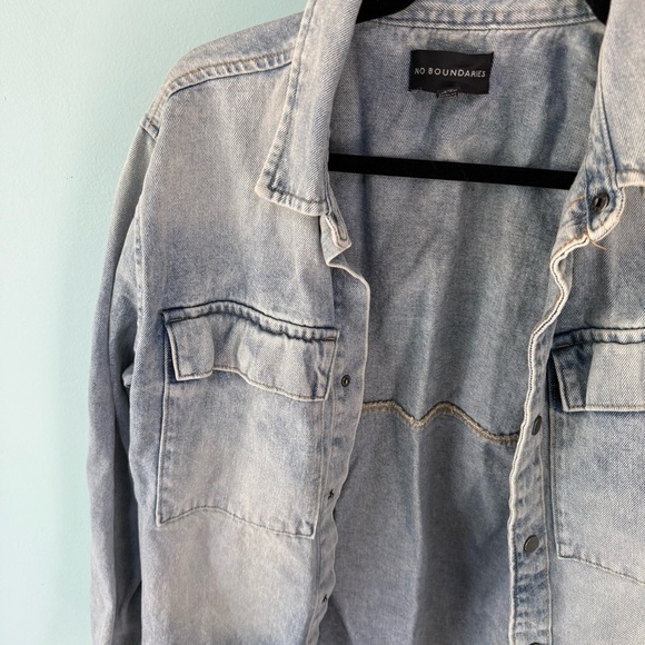 No Boundaries Men's Indigo Denim Vintage Wash Layering Shirt Jacket XS (30-32) - Picture 3 of 7
